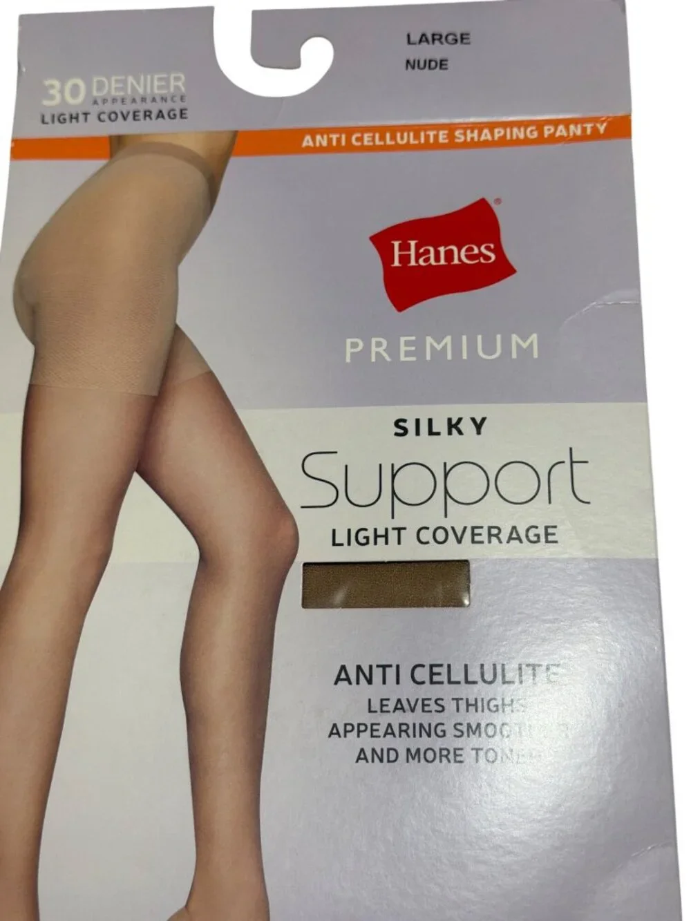 Hanes Premium Silky Support 30 Denier Anti-Cellulite Shaping Pantyhose Light Cov